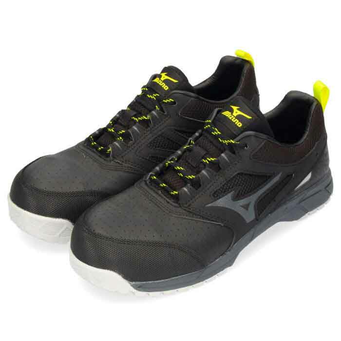 ミズノ MIZUNO 安全靴 静電気帯電防止 ワーキングシューズ スニーカー メンズ F1GA2002 オールマイティ ALMIGHTY AS15L ブラック ダークグレー ３E 軽量