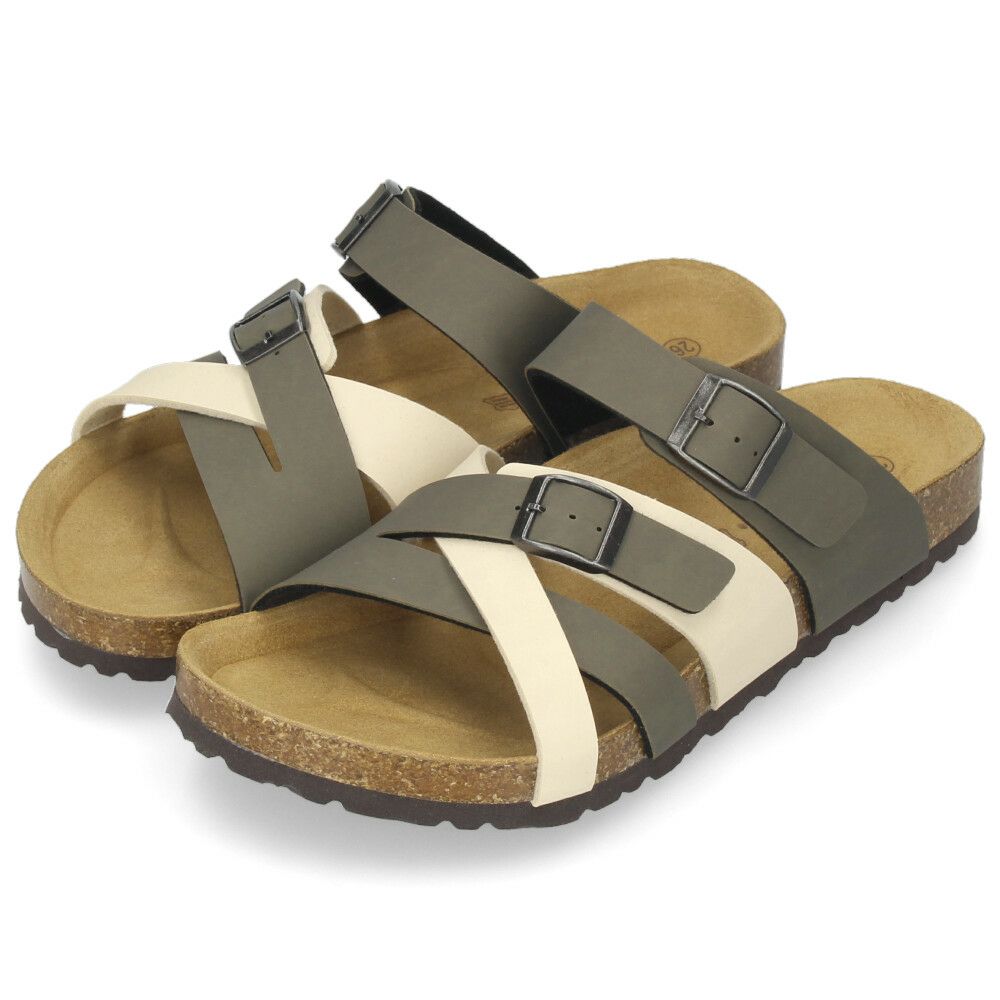 サンダル メンズ カジュアル フットベッド コンフォートサンダル クロスベルト コンビカラー ネイビー ブラウン カーキ  Parade 2320