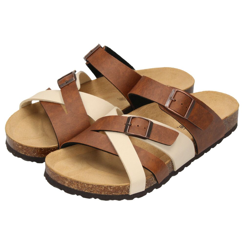 サンダル メンズ カジュアル フットベッド コンフォートサンダル クロスベルト コンビカラー ネイビー ブラウン カーキ  Parade 2320