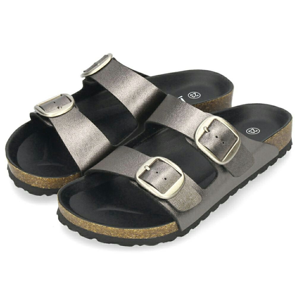 サンダル レディース つっつかけ 疲れない カジュアル フットベッド 2本ベルト ぺたんこ 本革インソール フラット おしゃれ きれいめ バックル かかとなし Parade 1221