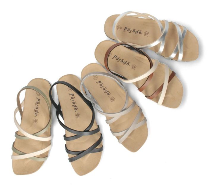 サンダル レディース ぺたんこ つっかけ フットベッド Parade 305 歩きやすい ストラップ 本革インソール