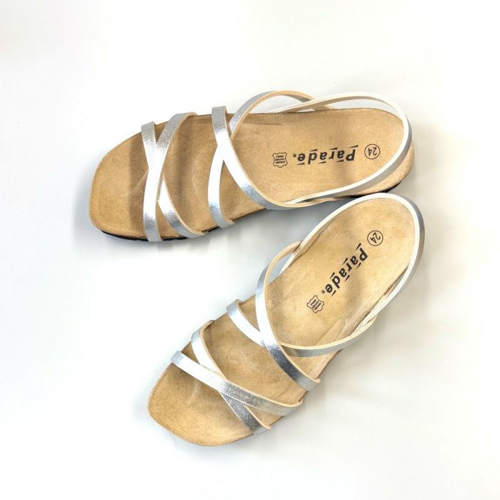 サンダル レディース ぺたんこ つっかけ フットベッド Parade 305 歩きやすい ストラップ 本革インソール