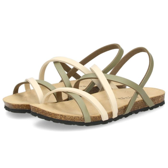 サンダル レディース ぺたんこ つっかけ フットベッド Parade 305 歩きやすい ストラップ 本革インソール