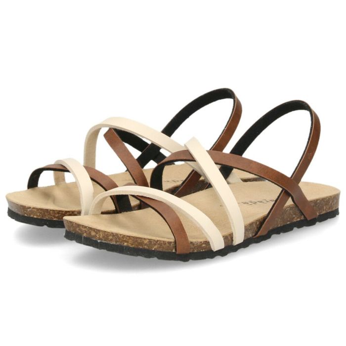 サンダル レディース ぺたんこ つっかけ フットベッド Parade 305 歩きやすい ストラップ 本革インソール