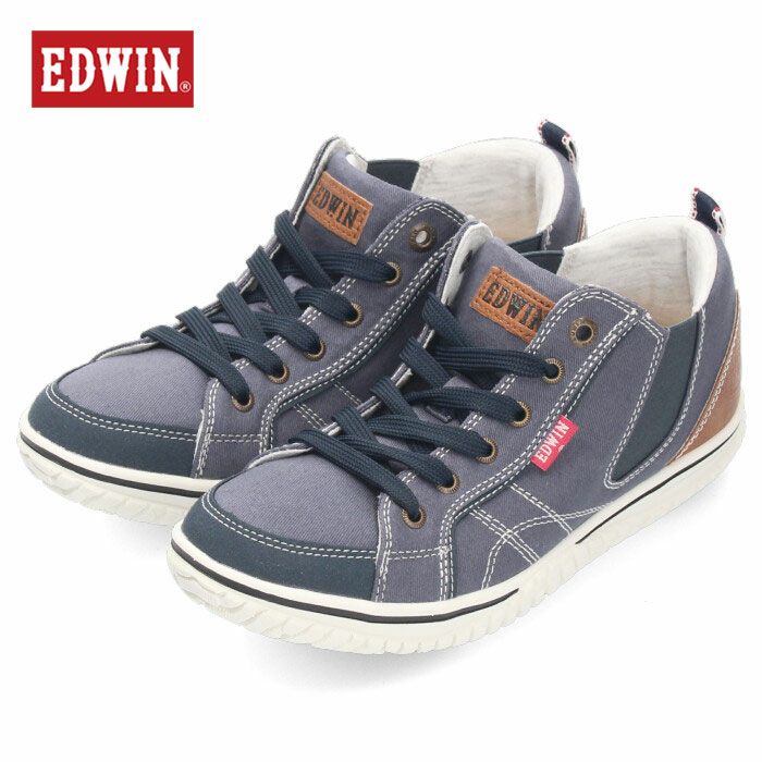 EDWIN エドウィン 靴 レディース スニーカー ハイカット ミドルカット EDW-4549 ブルー カジュアルシューズ 軽量