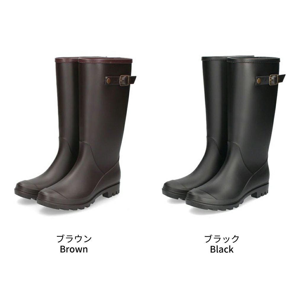 レインブーツ 長靴 完全防水 防滑 ロング ベルト レディース PARADE 96001 ブラウン ブラック レインシューズ 雨 雪
