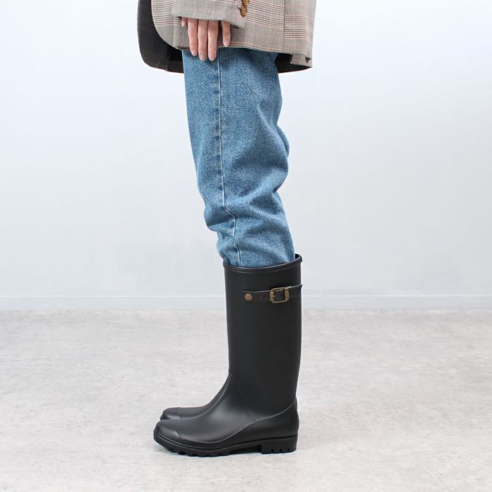 レインブーツ 長靴 完全防水 防滑 ロング ベルト レディース PARADE 96001 ブラウン ブラック レインシューズ 雨 雪