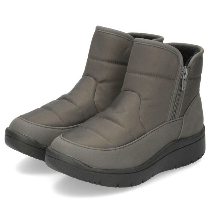 パンジー レディース ショートブーツ 靴 生活防水 撥水加工 4666 Pansy サイドジップ 厚底 幅広 4E 軽量 防滑 防寒 ブラック 黒 グレー