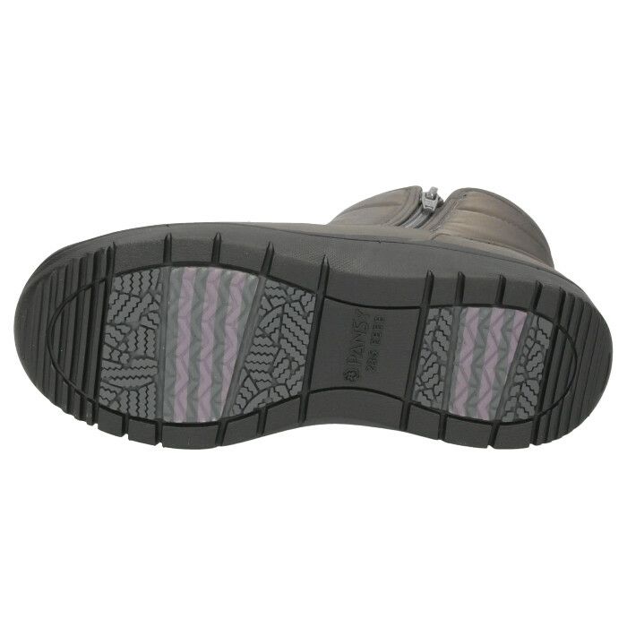 パンジー レディース ショートブーツ 靴 生活防水 撥水加工 4666 Pansy サイドジップ 厚底 幅広 4E 軽量 防滑 防寒 ブラック 黒 グレー