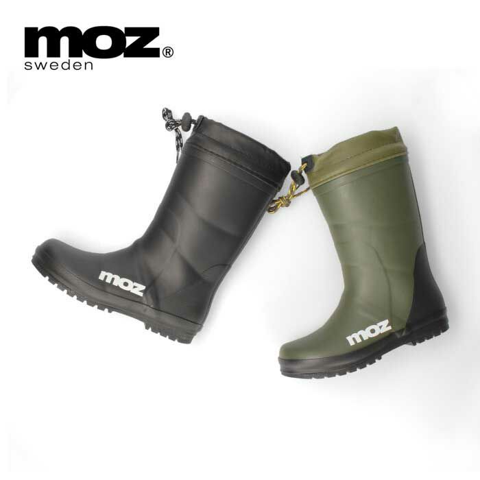 MOZ モズ レインブーツ 2901 ジュニア 子供 長靴 雨靴 防水 雨 雪 防滑 防寒 ラバー シンプル おしゃれ 通学 カーキ ブラック