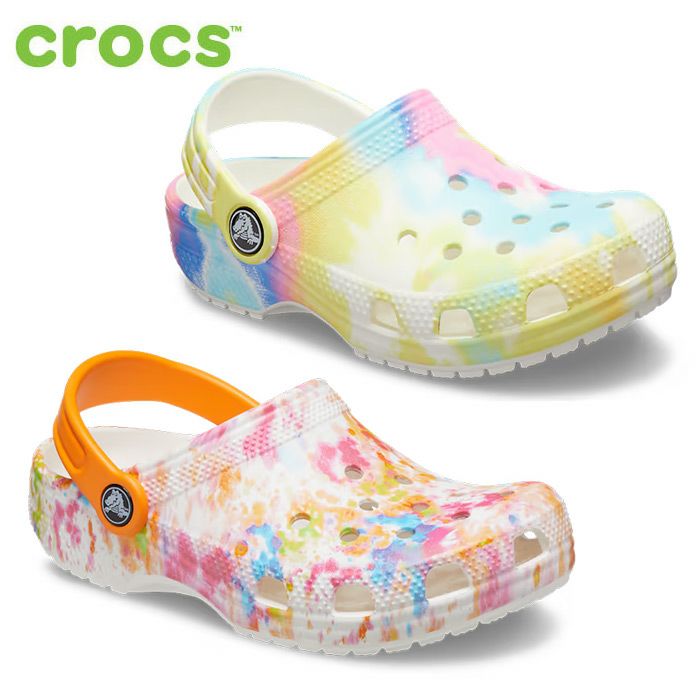 クロックス サンダル キッズ crocs タイダイプリント CLASSIC TIE-DYE