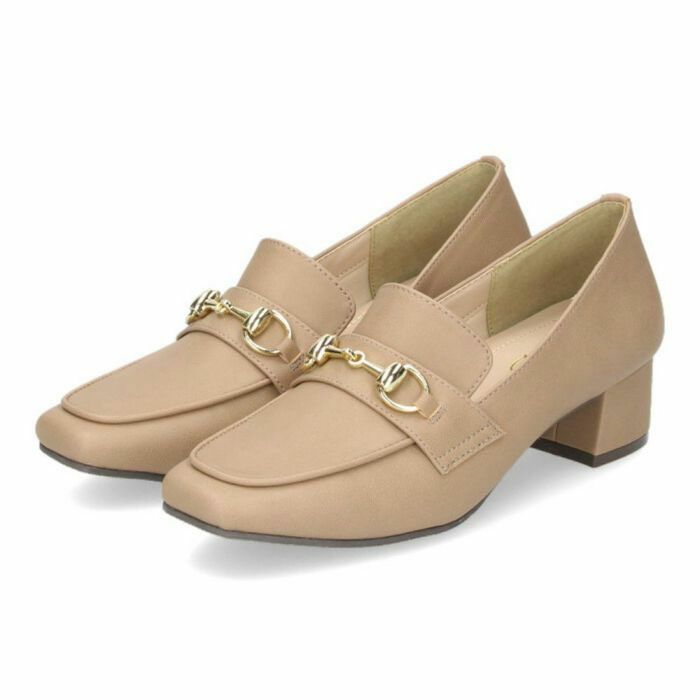 ローファー レディース 大人 ヒール 痛くない 疲れない パンプス ビットローファー コインローファー 靴 太ヒール スクエアトゥ 極ふわっ Parade 22042 23066