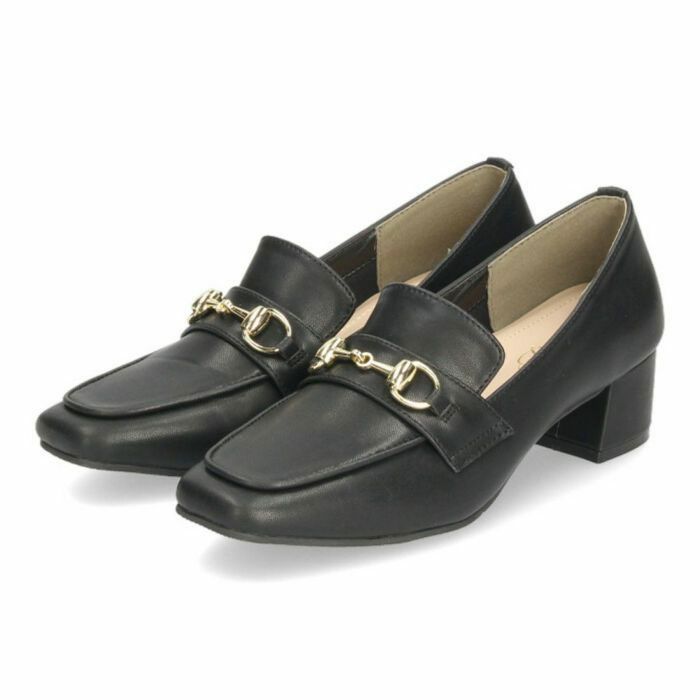 ローファー レディース 大人 ヒール 痛くない 疲れない パンプス ビットローファー コインローファー 靴 太ヒール スクエアトゥ 極ふわっ Parade 22042 23066