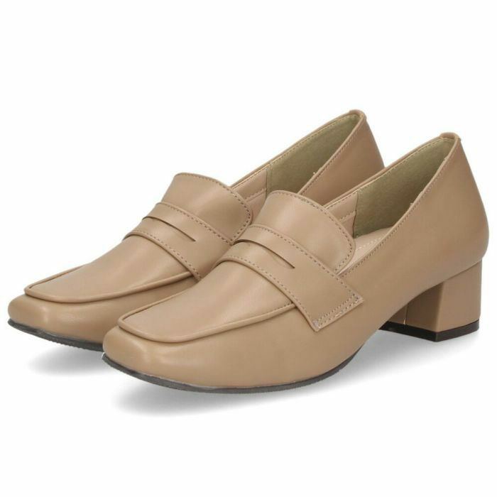 ローファー レディース 大人 ヒール 痛くない 疲れない パンプス ビットローファー コインローファー 靴 太ヒール スクエアトゥ 極ふわっ Parade 22042 23066