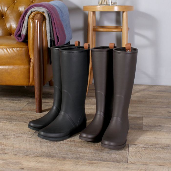 レインブーツ レディース おしゃれ ロング 防寒 長靴 靴 防水 合成ゴム 軽い 97001 98001 Parade 黒 ブラック 茶 ダークブラウン 大きいサイズ ひざ丈 軽量