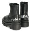 PINK-latte キッズ ジュニア 厚底 フロントジップ ブーツ 2214  おしゃれ 女の子 パープル 子供靴 ブラック ピンクラテ セール