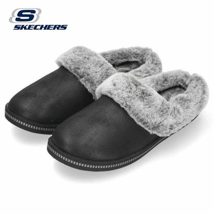 スケッチャーズ レディース サボ サンダル ファー COZY CAMPFIRE 167625-BLK ブラック スリッポン ぺたんこ 靴 カジュアル SKECHERS セール