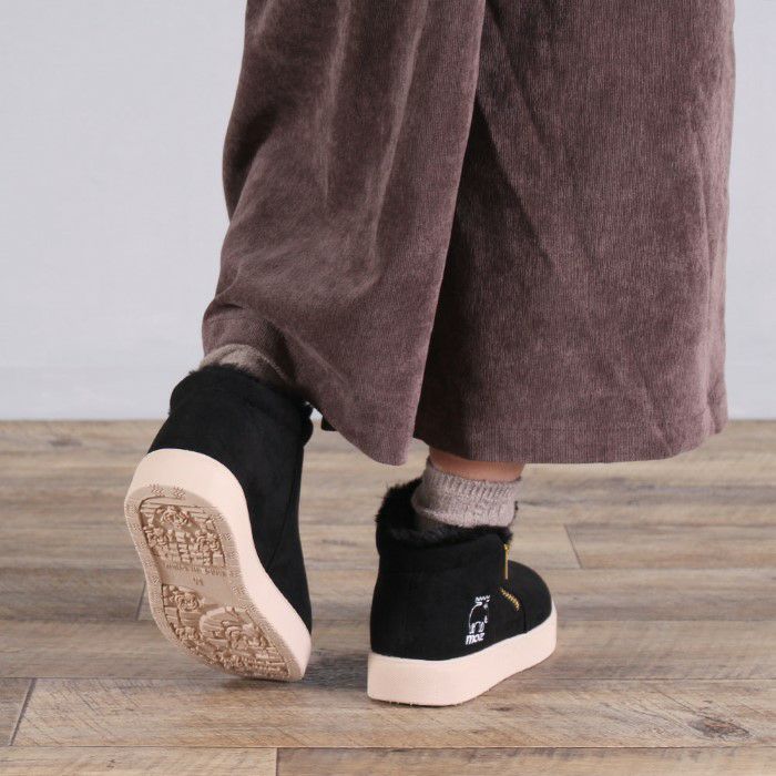 MOZ モズ ムートンブーツ レディース 40351 黒 キャメル グレー ブラック アンクル丈 撥水 軽量 防滑 ジップ ファスナー スエード ボア 女の子