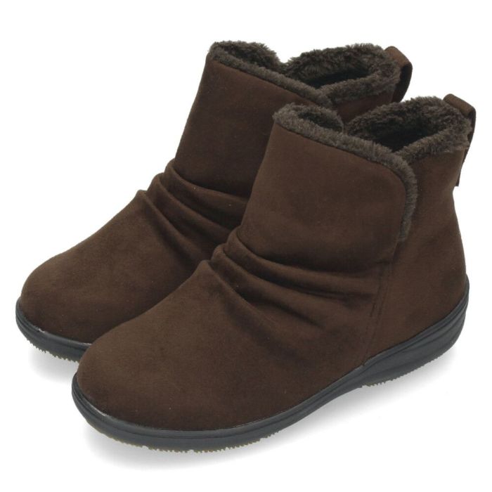 ブーツ レディース ショートブーツ ボア 保温 生活防水 カジュアルシューズ Pansy パンジー 靴 4690 ブラック 黒 幅広 5E