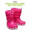 クロックス キッズ ジュニア ネオ パフ ブーツ CLASSIC NEO PUFF BOOT 207684 ふわふわ長靴 ピンク ネイビー 子供靴 セール