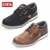 EDWIN エドウィン メンズ スニーカー 防水 防滑 EDW-7980 ブラック ブラウン 黒 茶色 カジュアルシューズ 幅広 靴
