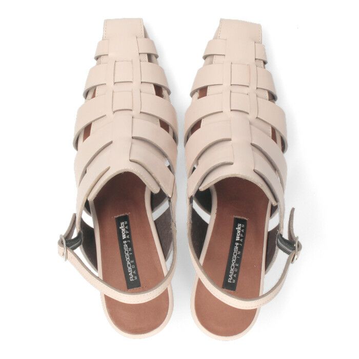 RABOKIGOSHI works ラボキゴシ ワークス サンダル ヒール 靴 レディース 12719 本革 グルカサンダル 黒 ブラック アイボリー