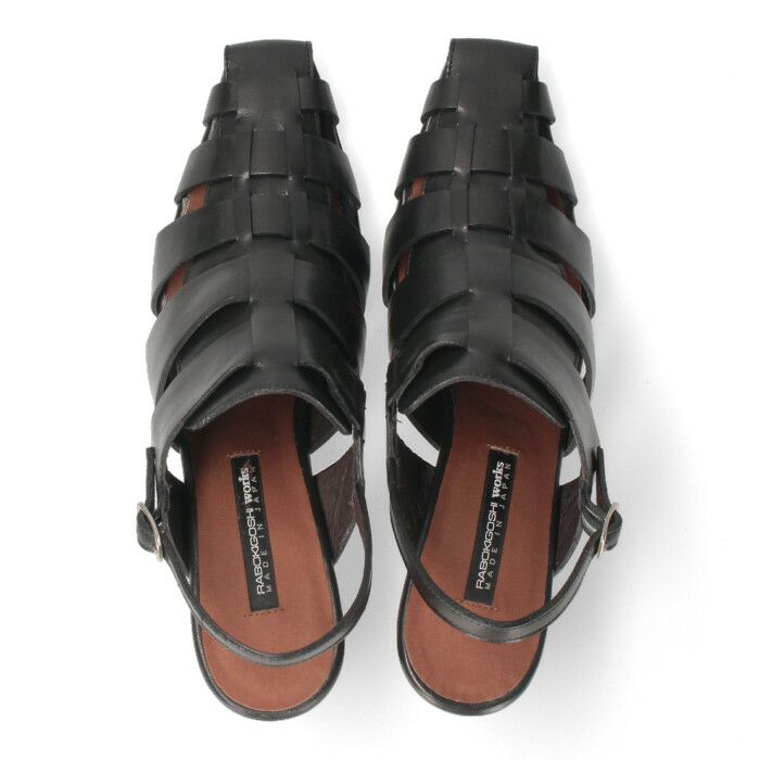 RABOKIGOSHI works ラボキゴシ ワークス サンダル ヒール 靴 レディース 12719 本革 グルカサンダル 黒 ブラック アイボリー