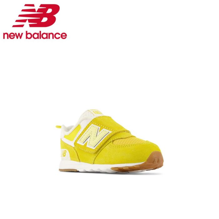 ニューバランス スニーカー キッズ ベビー new balance NW574 CE1 イエロー 子供靴 面ファスナー ワイズW メッシュスエード 軽量 セール