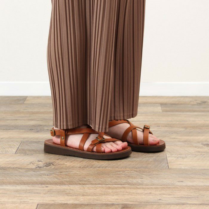 サンダル レディース 本革 レザー ストラップ オーガニックハンドルーム GAYA OH001009 OH001200 ブラック ブラウン 靴 シューズ 日本製 幅広