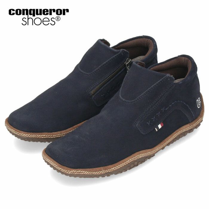 コンカラー シューズ フォギー 106 conqueror shoes FOGGY メンズ スニーカー スリッポン ネイビースエード カジュアルシューズ 靴