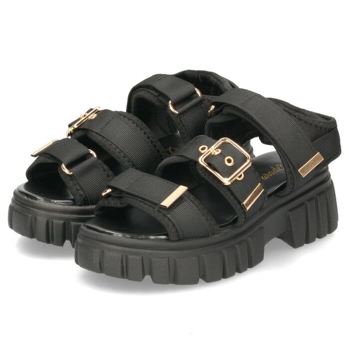 サンダル レディース 歩きやすい 厚底 黒 白 ブラック ホワイト スポーツサンダル 5cm ヒール アンクルストラップ ベルト 7018 Parade 靴 シューズ