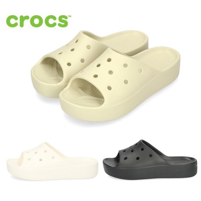 クロックス サンダル レディース 厚底 軽量 クラシック プラットフォーム スライド 208180 ホワイト ボーン ブラック crocs  CLASSIC PLATFORM SLIDE セール | Parade-パレード- 公式オンラインストア