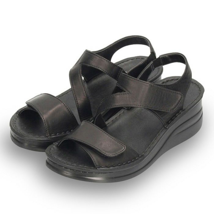 サンダル レディース 厚底 ウエッジソール ストラップ コンフォート NICO ニコ 41711 黒 ブラック ライトグレー　オレンジ カジュアル 本革 日本製