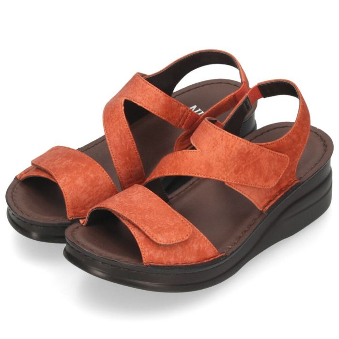 サンダル レディース 厚底 ウエッジソール ストラップ コンフォート NICO ニコ 41711 黒 ブラック ライトグレー　オレンジ カジュアル 本革 日本製