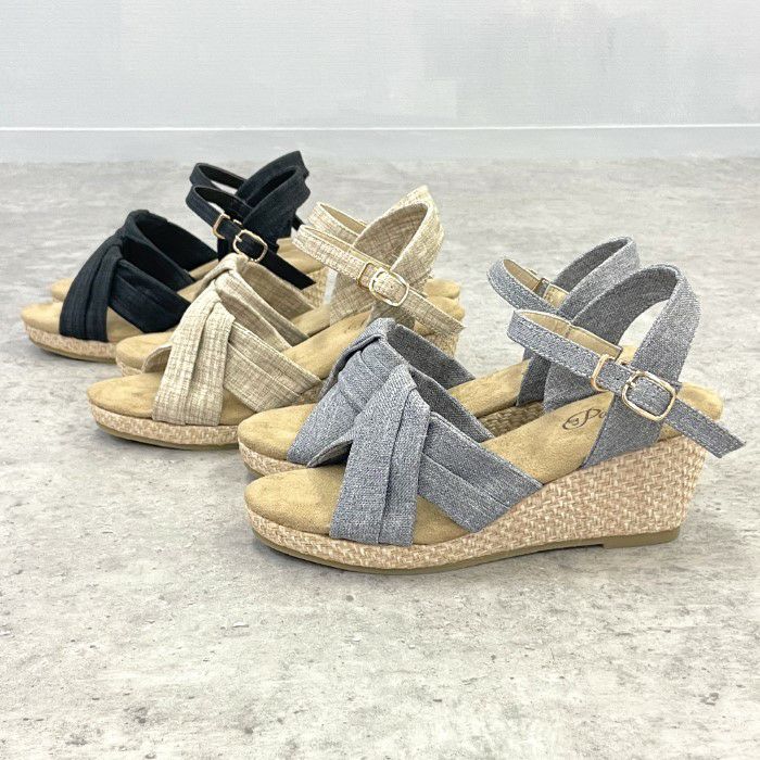 サンダル レディース ヒール ウェッジソール 軽量  黒 ブラック ブルー ベージュ Parade パレード 2255 おしゃれ シンプル 歩きやすい 靴