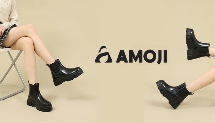 AMOJI アモジ レディース レインブーツCB918 BEIGE BLACK