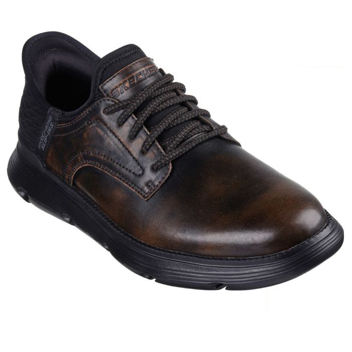 栗山英樹さんCM着用モデル スケッチャーズ スリップインズ メンズ ガルザ カービン 革靴 スニーカー スリッポン ゴム紐 SKECHERS 履きやすい ビジネスシューズ 本革 ノーマル幅