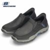 SKECHERS 204810 メンズ スリッポン スニーカー スケッチャーズ スリップインズ RF リスペクテッド エルジン ブラウン ブラック レザー セール