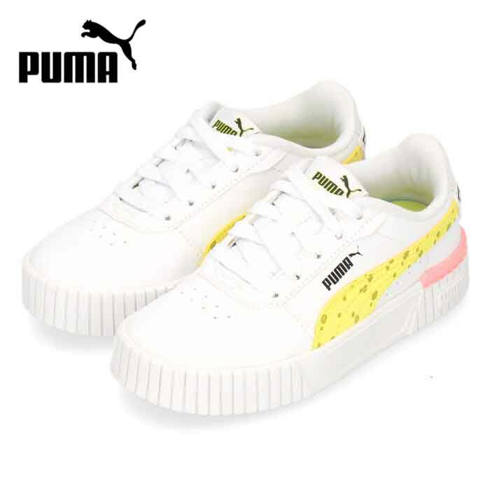 プーマ スニーカー キッズ ジュニア PUMA 厚底 子供靴 ホワイト おしゃれ ローカット キャリーナ 2.0 スポンジ・ボブ 393903 01  Parade公式オンラインストア