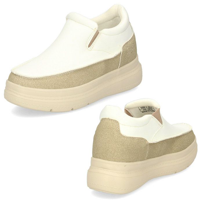 スニーカー レディース 厚底 スリッポンスニーカー PR-9078 ホワイト ベージュ ブラック カジュアル シューズ CLIMB SPORTS クライムスポーツ