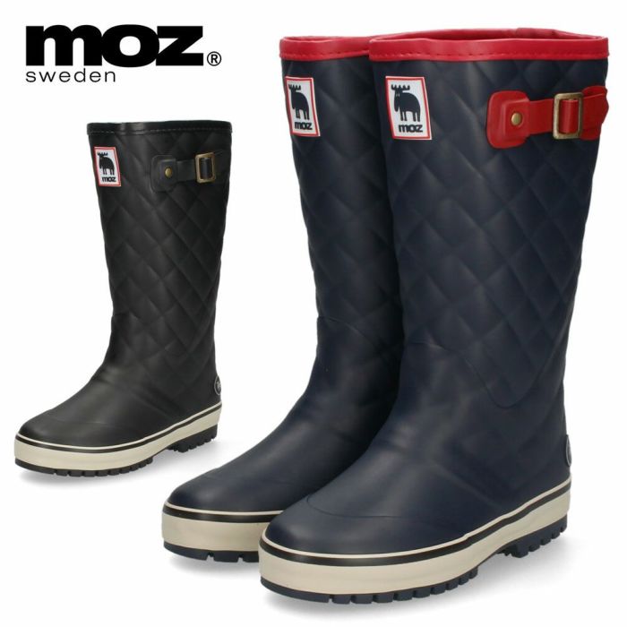 MOZ モズ レインブーツ レディース 長靴 ロング丈 91021 ブラック ネイビー 黒 完全防水 軽量 防寒 防滑 キルティング　 