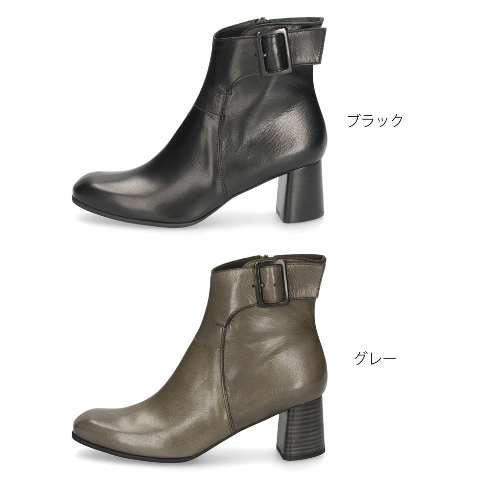 ショートブーツ レディース ブーツ 本革 ブラック グレー ヒール RABOKIGOSHI works ラボキゴシ ワークス 12751 靴 日本製 