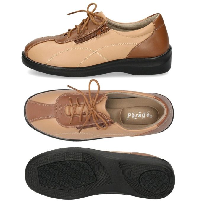 レディース コンフォートシューズ ファスナー付き 防滑 クッション性  屈曲性 軽量 幅広 4E ゆったり ウォーキングシューズ 981401 Parade