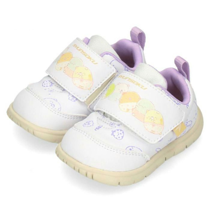 ベビーシューズ キッズ スニーカー すみっコぐらし 瞬足 コラボ 足育ベビー 履かせやすい 女の子 ベルクロ 4E 軽量 JB-113 ピンク ラベンダー サックス 1130 
