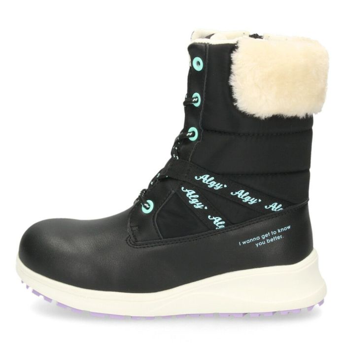 ALGY アルジー ブーツ 防水 スノーブーツ キッズ ジュニア ショートブーツ 女の子 靴 6005 ホワイト ブラック 防寒 防滑 ボア　