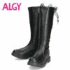 ALGY アルジー ブーツ キッズ ジュニア ロングブーツ 黒 3454 女の子 靴 リボン ガールズ ブラック