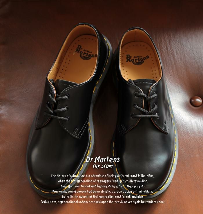 ドクターマーチン Dr.Martens 1461 3EYE GIBSON SHOE BLACK SMOOTH 10085001 3ホール レディース