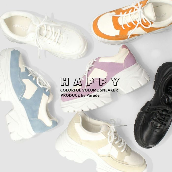 厚底 スニーカー レディース 推しカラー 推し活 Parade 6894 7095 ローカット 靴 おしゃれ カジュアル ライブ スタイルアップ かわいい パステルカラー カラフル 疲れにくい