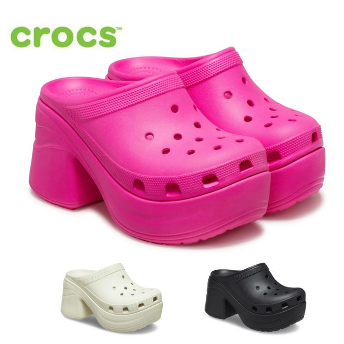 クロックス 厚底 ハイヒール レディース サンダル crocs おしゃれ ブラック 黒 ピンク ボーン サイレン クロッグ 208547 Siren Clog 人気