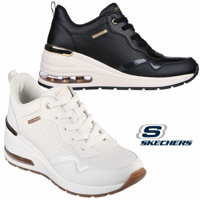 スケッチャーズ レディース スニーカー 白 黒 厚底スニーカー 155399 SKECHERS 靴 カジュアル シューズ ホワイト ブラック